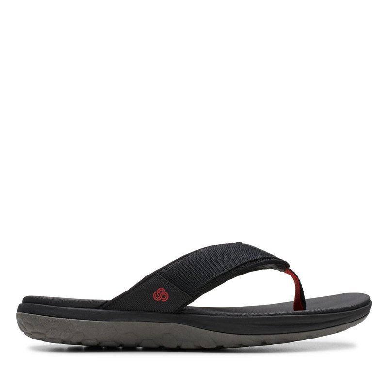 Black Men's Clarks Step Beat Dune Flip Flops | 86553947