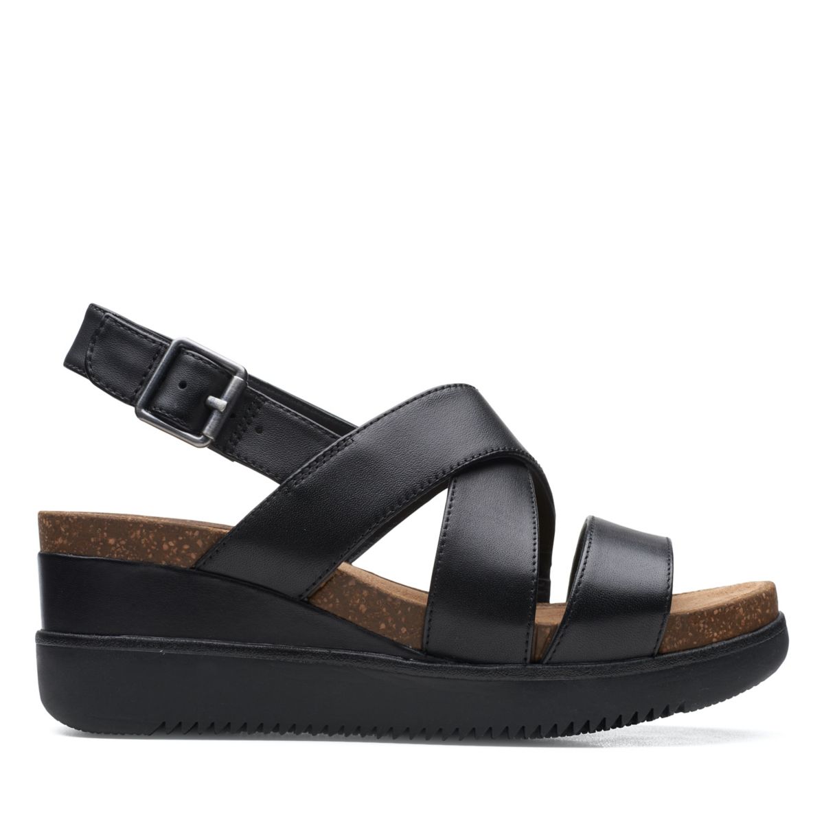 Black Women's Clarks Lizby Cross Wedge Sandals | 67632171