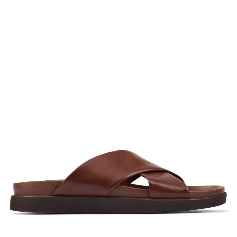 Brown Men's Clarks Sunder Cross Mules | 50271452