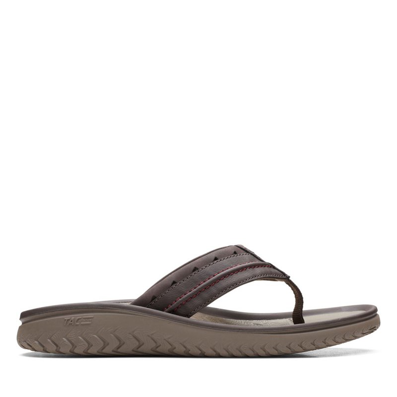 Brown Men's Clarks Wesley Post Flip Flops | 37659134