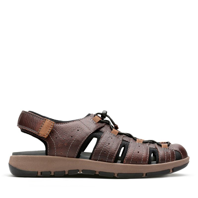 Dark Brown Men's Clarks Brixby Cove Sandals | 37506324