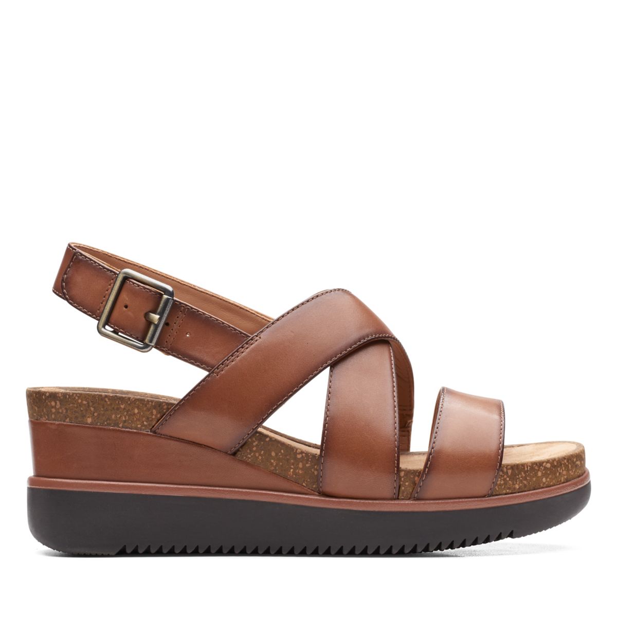 Dark Brown Women's Clarks Lizby Cross Wedge Sandals | 69729476