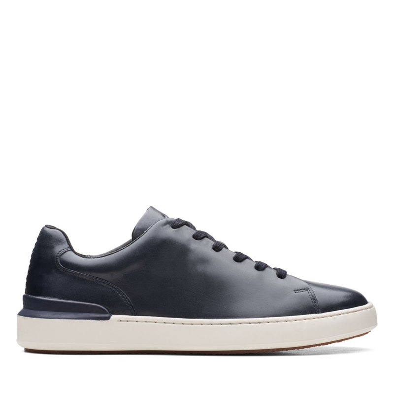 Navy Men's Clarks Court Lite Lace Sneakers | 33337186