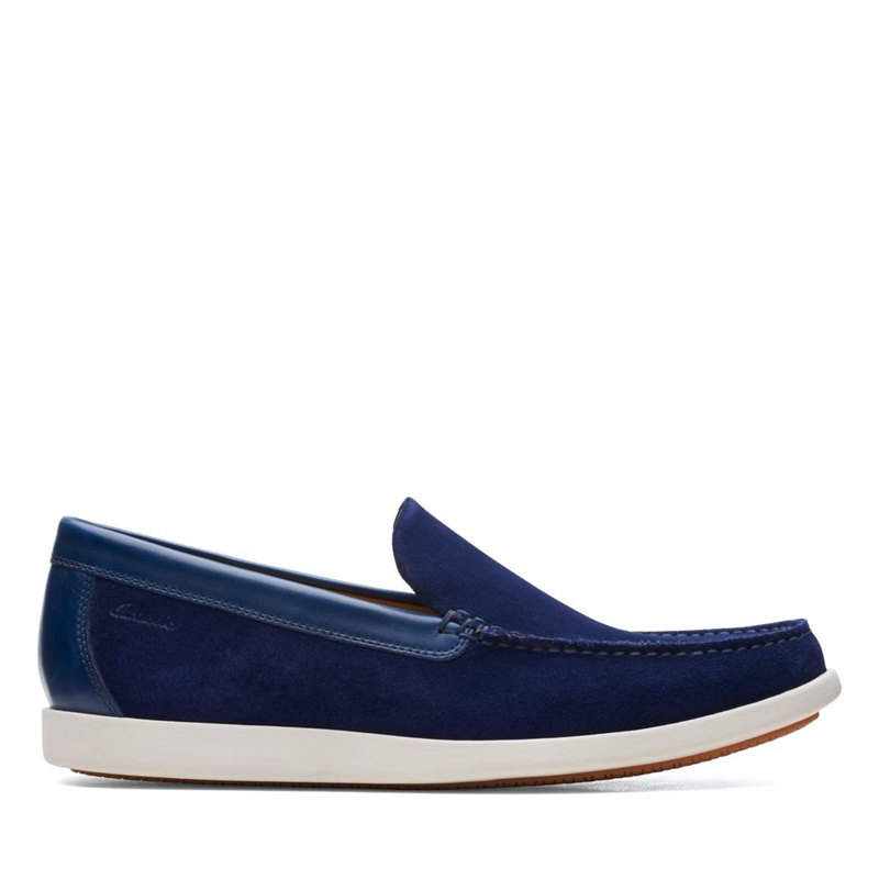 Navy Men's Clarks Ferius Creek Loafers | 50921096
