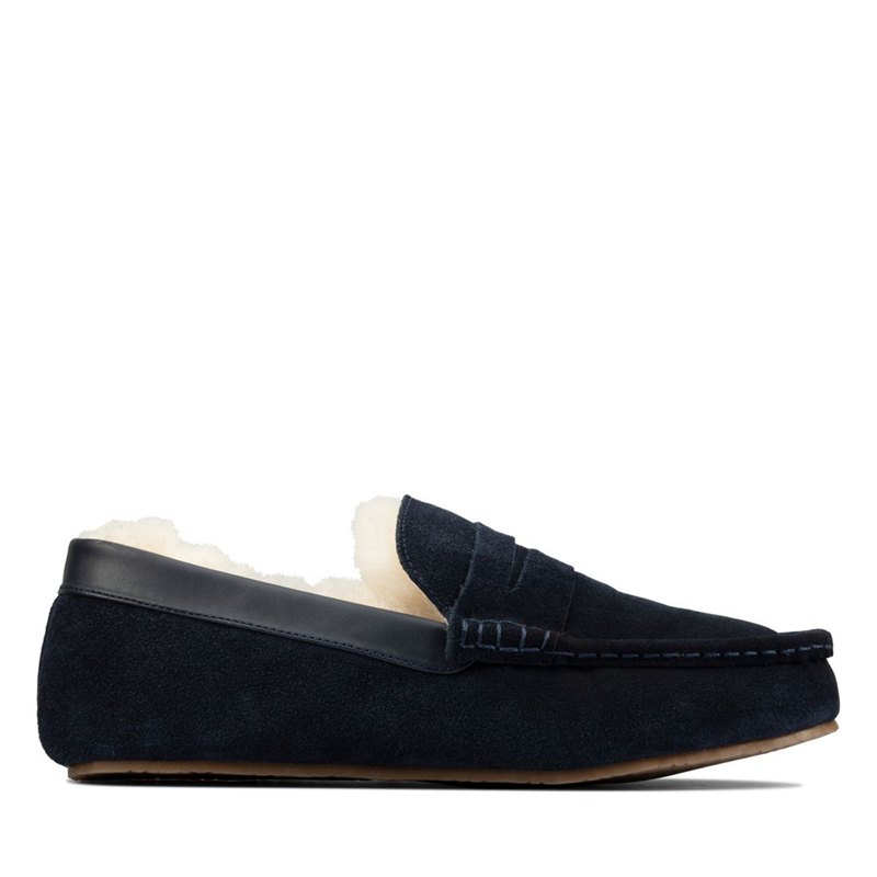 Navy Men's Clarks Kite Warm Slip On | 40363087