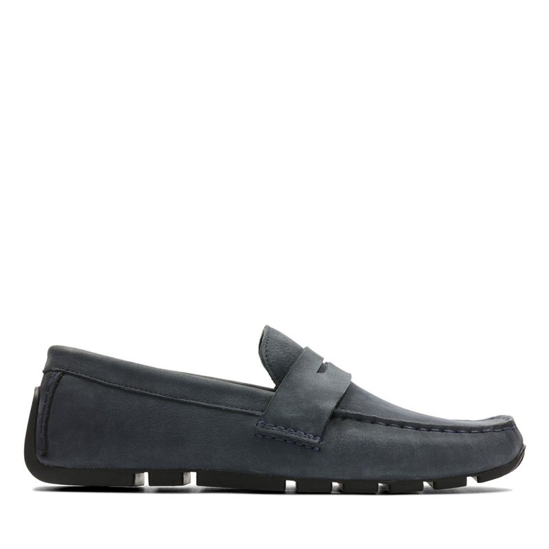 Navy Men's Clarks Oswick Penny Loafers | 32501391