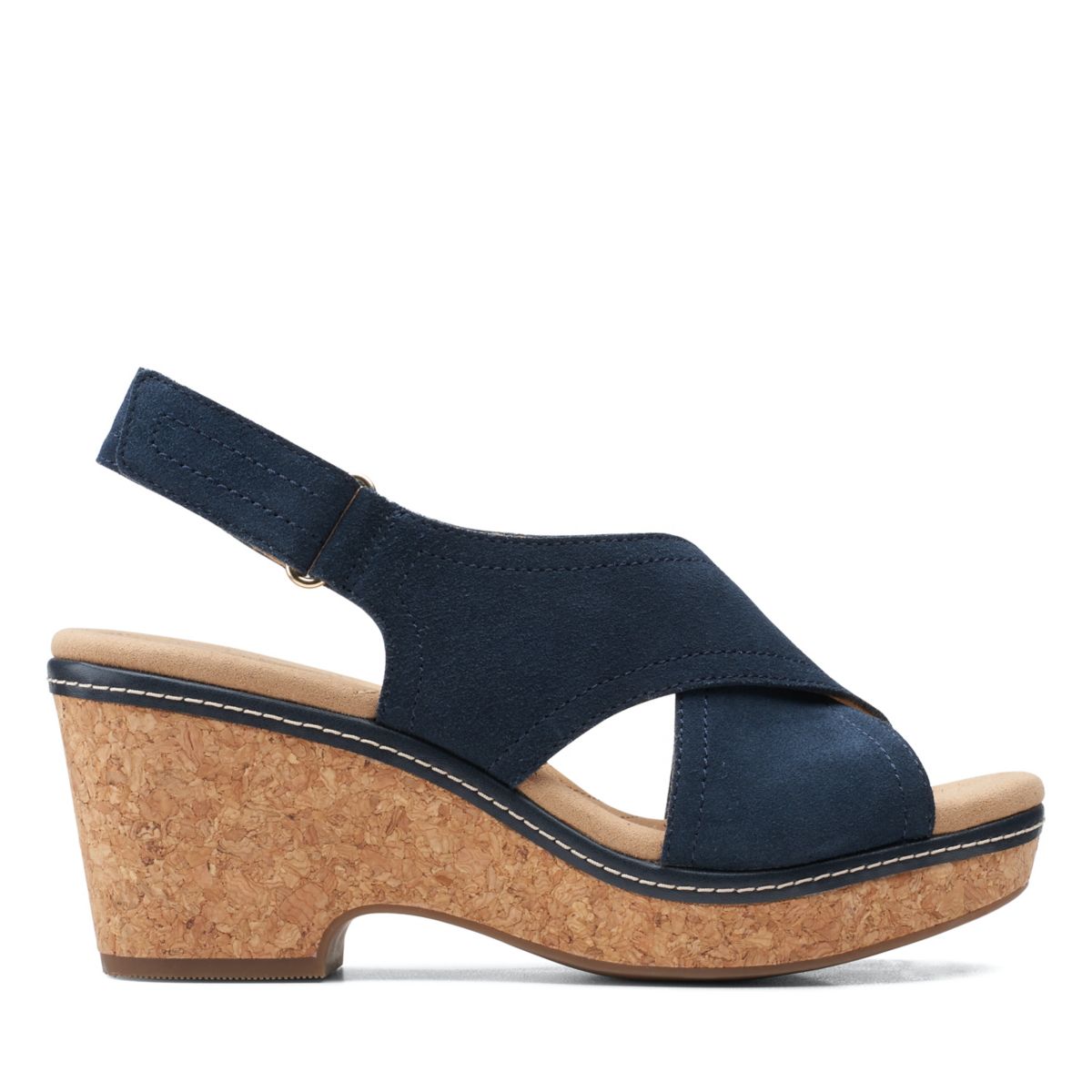 Navy Women's Clarks Giselle Cove Wedge Sandals | 35151005