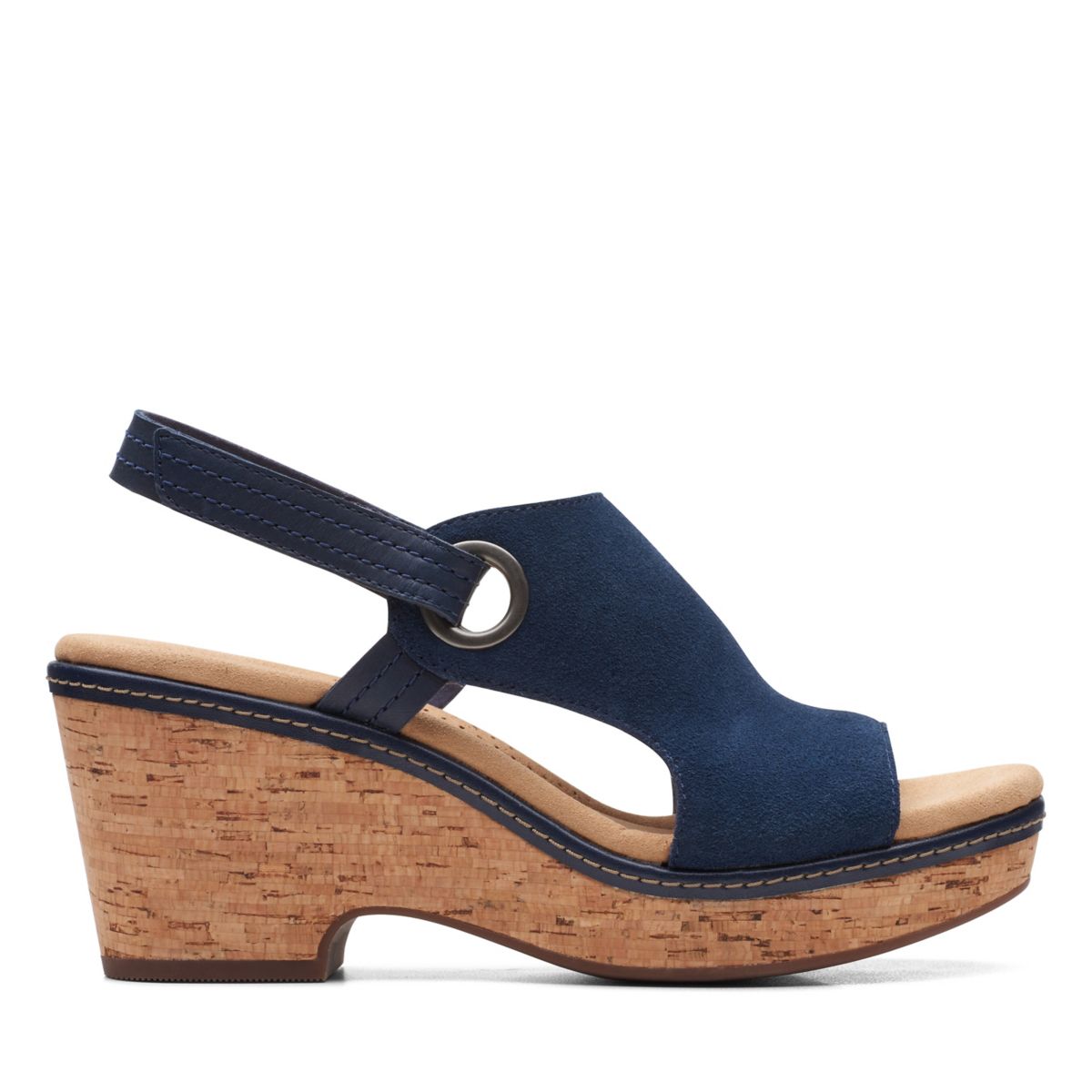 Navy Women's Clarks Giselle Sea Wedge Sandals | 88054266