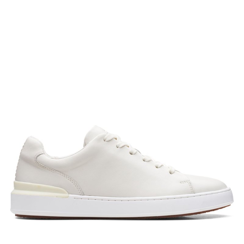 White Men's Clarks Court Lite Lace Sneakers | 94660905