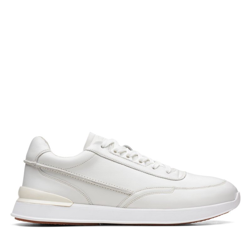 White Men's Clarks Race Lite Lace Sneakers | 11642124
